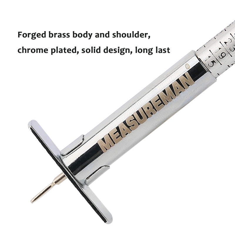 MEASUREMAN Solid Brass Body Tire Tread Depth Gauge, 0-32nd, Aluminum Slide - Image 3